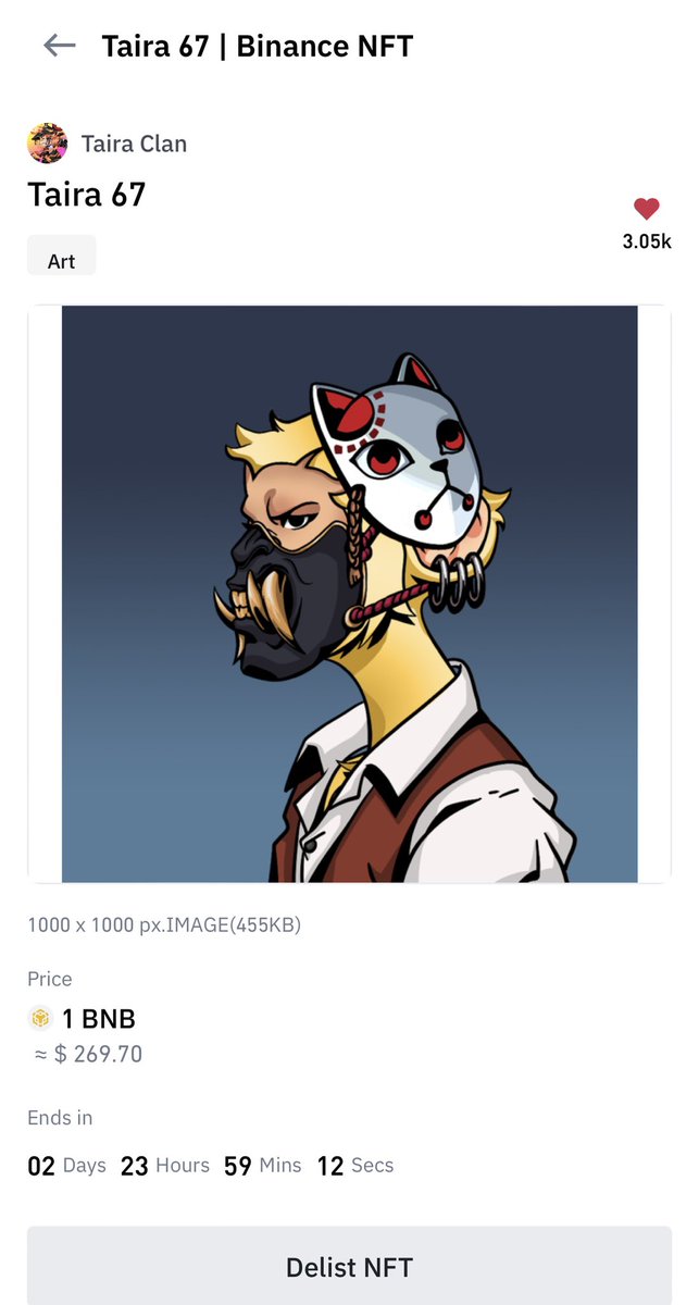 ImUrBae69's tweet photo. https://t.co/vtdbplIS0P Top 1 Most Favorited on TairaClan Anyone interested? #NFT #NFTs #binance #BinanceNFT #Art https://t.co/EbGGkJ6wpz