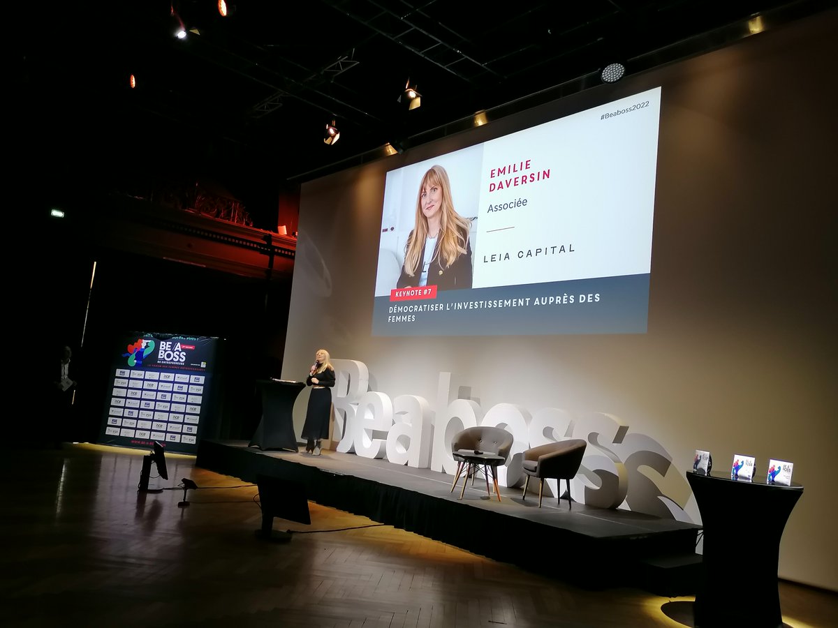 Au tour de @EmilieDaversin, Co-fondatrice de VO2 GROUP et Leia Capital, de s’exprimer autour de la thématique : démocratiser l’investissement auprès des femmes.

<a href="/Beaboss_mag/">Be a Boss</a>