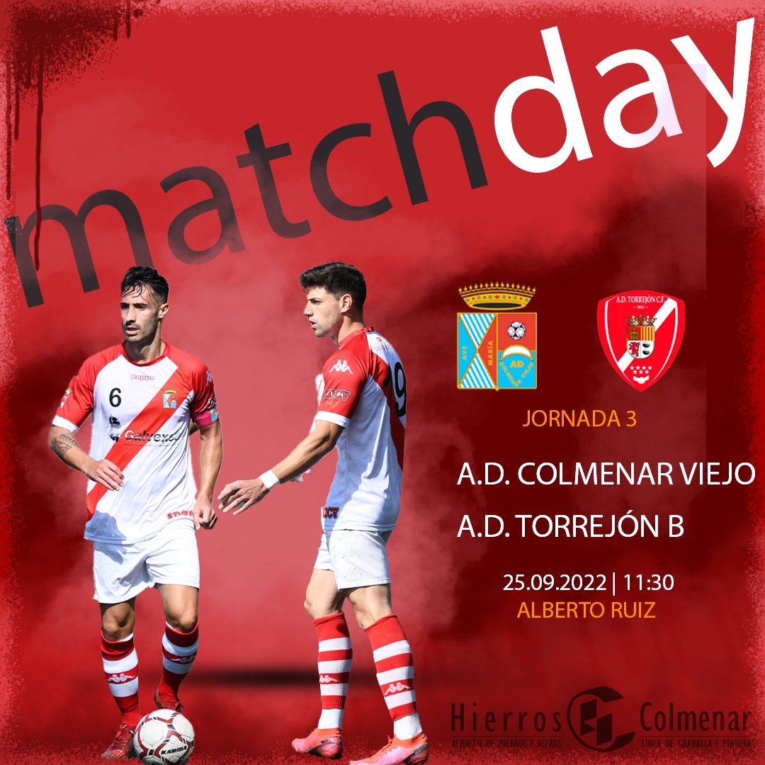 adcolmenarviejo's tweet image. 🤍❤️🤍 PRIMER EQUIPO | PARTIDO

📅 Dom. 25 Sep.
⏲️ 11:30 H
⚔️@adcolmenarviejo 🆚 A.D.Torrejón B
🏟️ #AlbertoRuiz

Ya queda menos para vivir este partidazo en el #AlbertoRuiz

#SienteADCV 
#AupaAgrupa