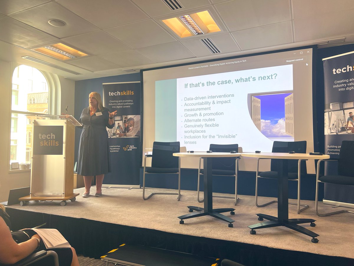 techskillsorg's tweet photo. 💡“We need to stop reinventing the wheel and learn from each other what works and what doesn’t, in order to accelerate DEI.”
So excited to be joined by @debbieforster CEO of @techcharterUK and 2019 most influential woman in IT as voted by @ComputerWeekly #diversifyingdigital https://t.co/grlwbc8oIB