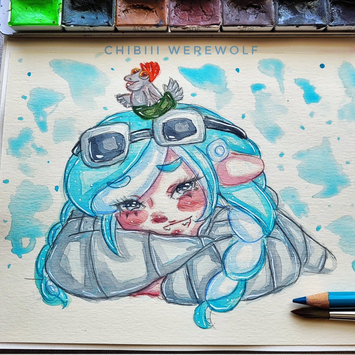 ChibiiiWerewolf's tweet photo. Currently obsessed with #splatoon3 , here's My Octoling and Smallfry. 💙

#watercolor #traditionalart #ArtistOnTwitter #arttwt https://t.co/n3fg14zH5Y