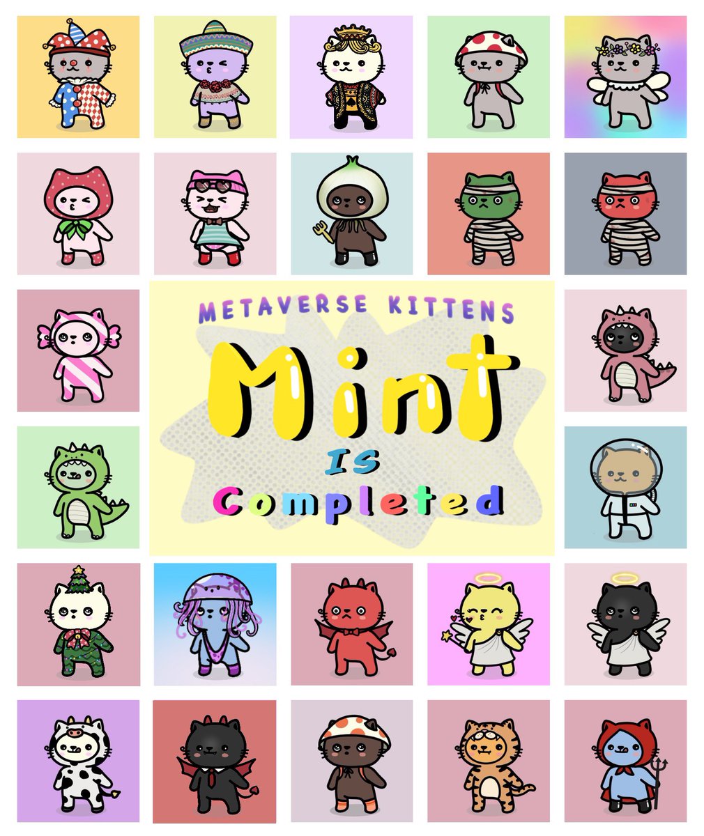 Cool Cats who? There’s a new breed of feline in town.

10,000 cute kittens uniquely created, each kitty has special characteristics driven by emotional diversity, colors, costumes. These kitties are split into Common, Rare and Ultra-Rare traits
Available👇
opensea.io/collection/met…