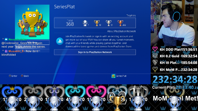 ninten866's tweet photo. After 232 Hours of non-stop streaming, i got every trophy in every Kingdom Hearts game on PS4 https://t.co/1wmQSvQR0e