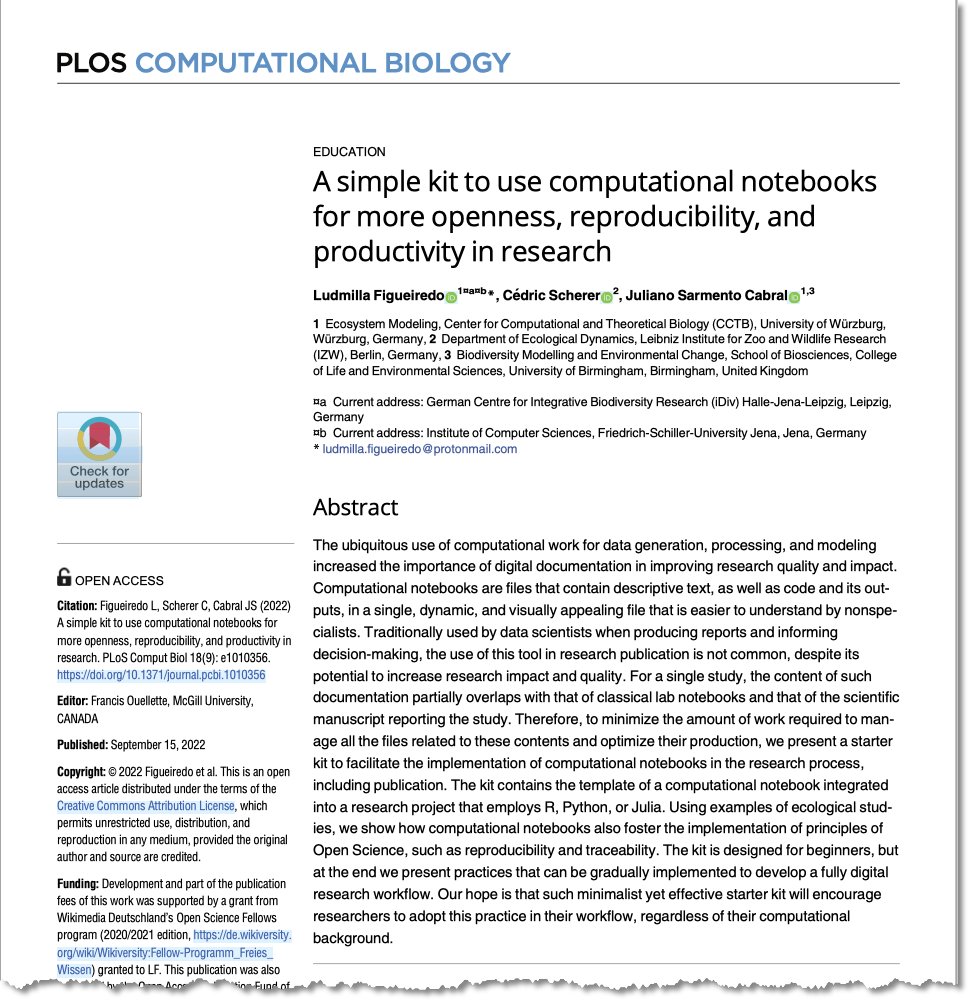 bffo's tweet photo. From @PLOSCompBiol | A simple kit to use computational #notebooks for more openness, #reproducibility, and #productivity in #research | #education #openscience #electroniclabnotebooks | https://t.co/s60y0toGXO https://t.co/CmE4D0OMJr