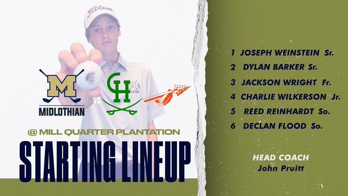 MidloTrojanGolf's tweet photo. Good Morning Trojans 🌤️. Today we head to @MillQuarterGolf to take on Powhatan &amp; Clover Hill for our last regular season match. Let’s Go 〽️❕ https://t.co/OfFl3wEagW
