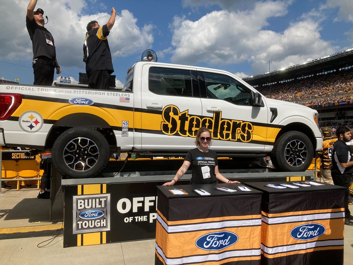 NextMarketing's tweet photo. Here we Go!  Next Marketing and Neighborhood Ford Store, the Official Truck of the Pittsburgh Steelers, kicked off the 2022 season this past weekend.  See us before all Steeler home games to register for a chance to win a Ford F-150.
#steelers #sponsorship #experiential https://t.co/vFByZJSWxX