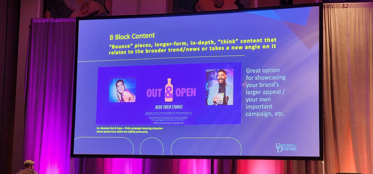 kevin208's tweet photo. "Stack your content calendar like a nightly newscast: block A, B, C and kicker (feel good) content." @jamieffinn #RaganDisney https://t.co/f0zmBgPkcY
