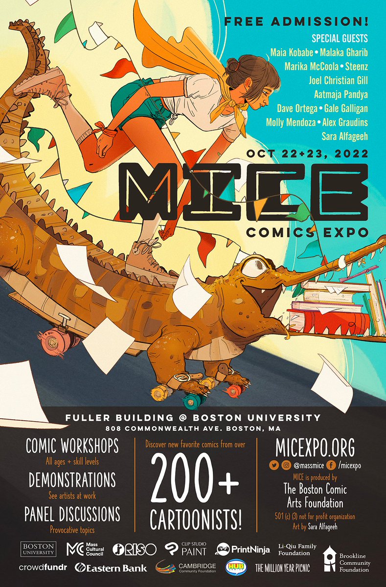 MassMICE's tweet photo. Feast your eyes on our GORGEOUS festival poster by MICE Special Guest @SaraAlfageeh! We're over the moon with how it came out and can't wait to see them all over Boston!

If you're local and want to volunteer for the street team to help us hang them up, give us a shout! https://t.co/H8DTwMjB7x