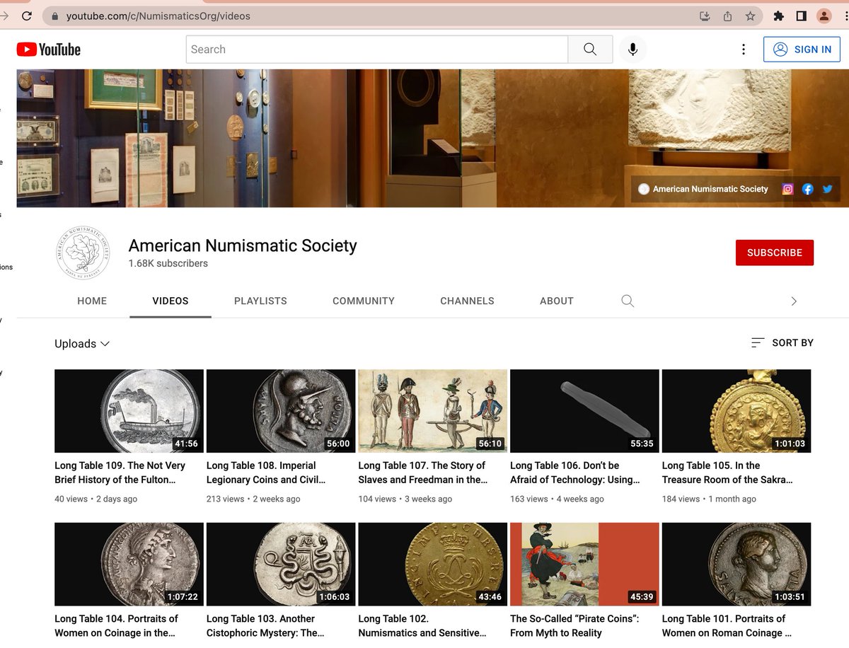 Did you know that the ANS YouTube channel has recordings of our educational programs? This now includes Long Tables, our weekly virtual discussions, and Money Talks, our regular hybrid lecture series. Check it out at youtube.com/c/NumismaticsO…!