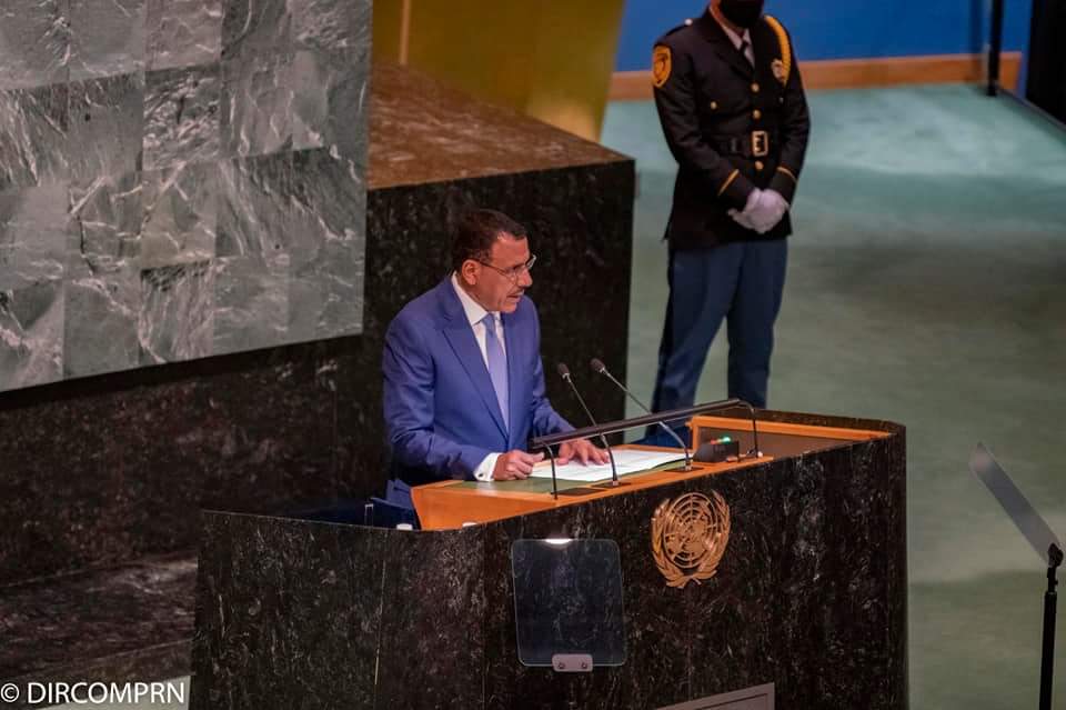 PresidenceNiger's tweet photo. [New York, le 22 Septembre 2022]
Le Président de la République S.E.M @mohamedbazoum a eu un entretien en tête-à-tête avec le Secrétaire Général de l’ONU M. @antonioguterres, avant de prononcer son discours à tribune des Nations Unies.
#UNAG77 https://t.co/WW45EHoV8t