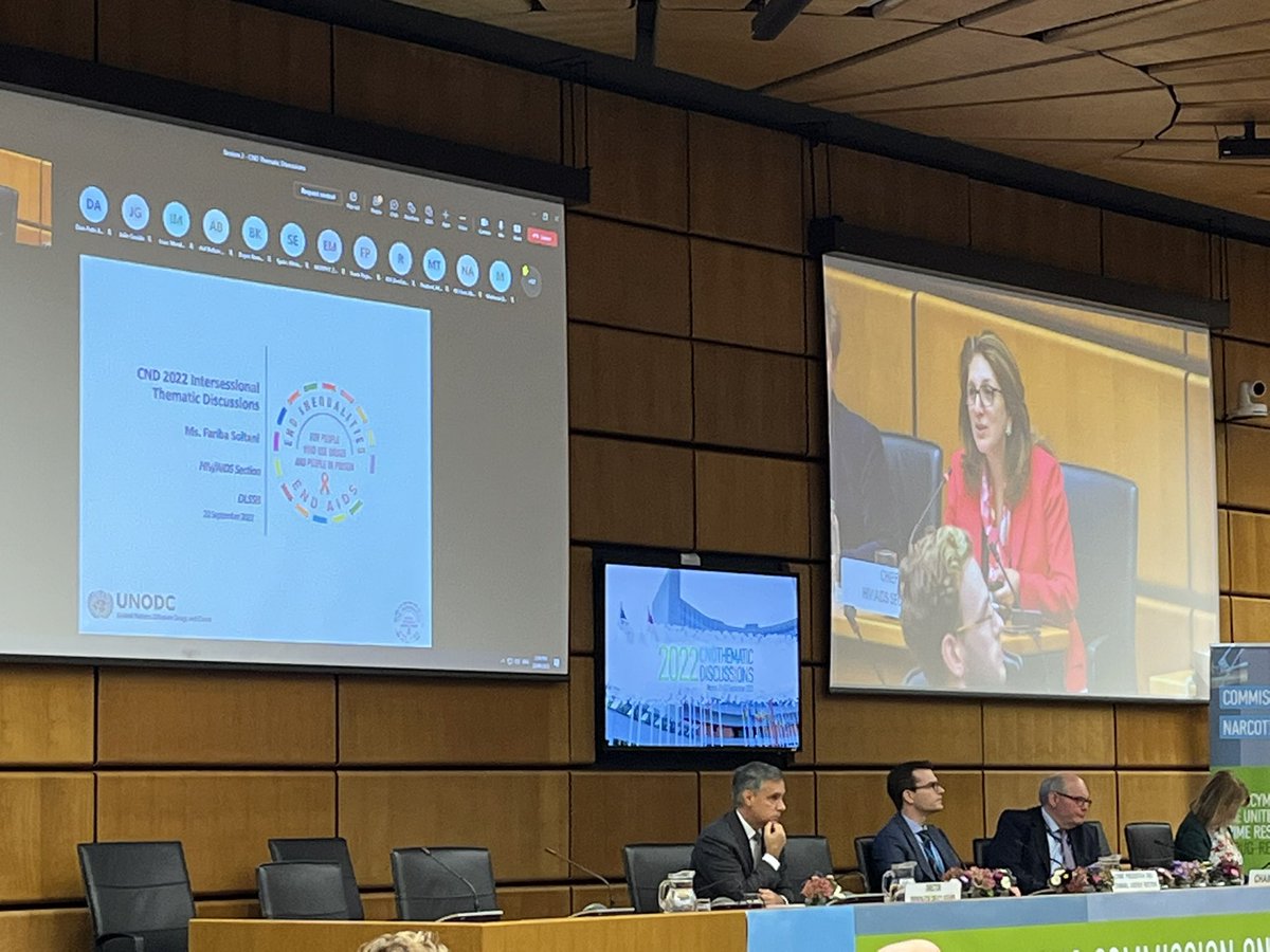 UNODC_HIV's tweet image. #CND65 Thematic Session, @FaribaSoltani: “Punitive laws and practices, #stigmatization and #discrimination disproportionately heighten the risk of acquiring #HIV and viral #hepatitis for people who use drugs #EndInequalitiesEndAIDS