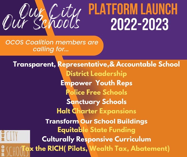 OCOSphl's tweet photo. Our City Our Schools 2022-2023 PLATFORM LAUNCH DAY!
WE THE PEOPLE DEMAND BETTER FOR OUR COMMUNITIES
#phillyschools #phillystudentsmatter #phillyedjustice #OCOSphilly #PhillyBOE #PoliceFreeSchools #EmpowerYouth #SanctuarySchools #EquitableFunds #TaxtheRICH #phillyteachers https://t.co/FRRDNkP7PT