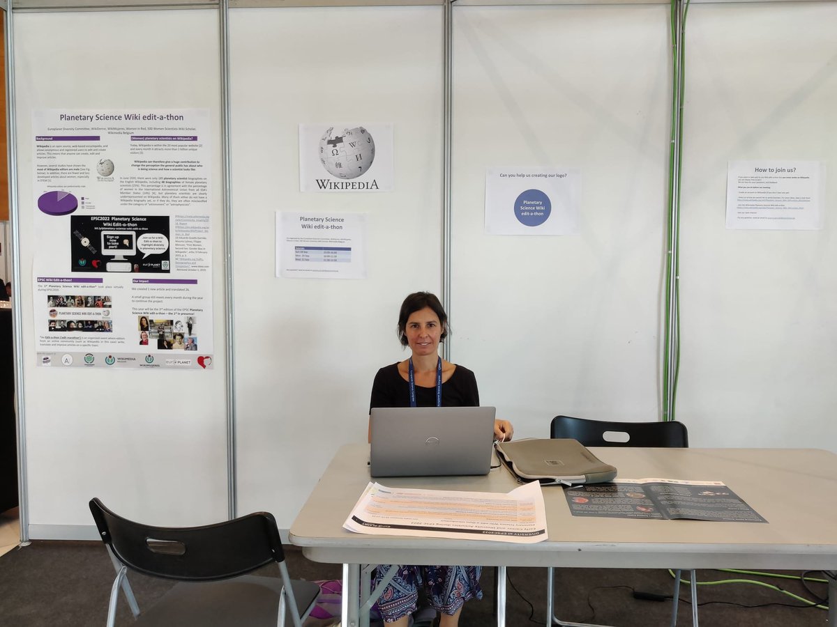 europlanetmedia's tweet photo. Meet @apic79 at the #PlanetaryWiki Edit-A-Thon stand; this activity is organised by our Diversity Committee in collaboration with @Wikimujeres_ES, #WomenInRed, @WikiDonne, @WikimediaBE_fr, and 500 Women Scientists, to highlight diversity within the planetary science community! https://t.co/WytCm2PEUN