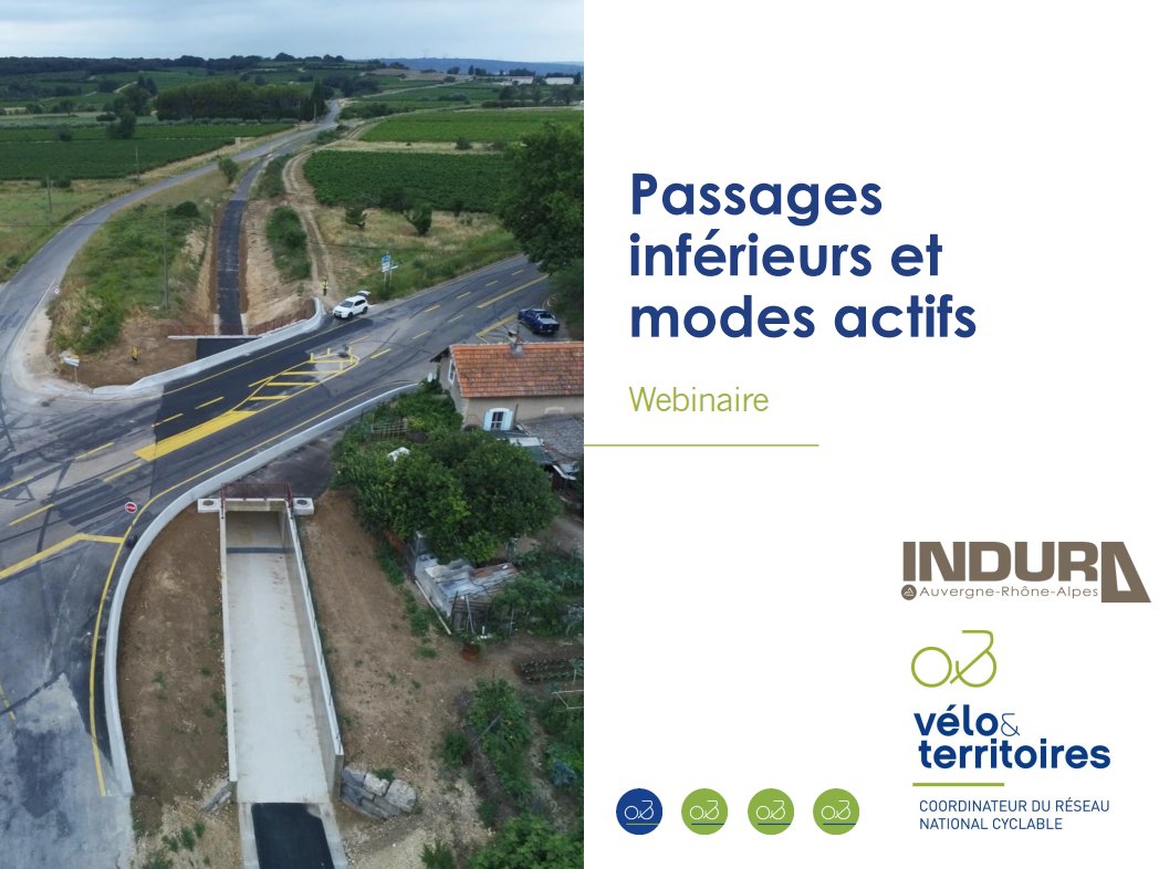 Retrouvez ci-dessous le #replay du #webinaire de @VeloTerritoires @ClusterIndura sur le sujet des passages inférieurs pour les #MobilitésActives. J'ai pu y présenter 2 projets du groupe @egis ⤵️ velo-territoires.org/ressources/vid…