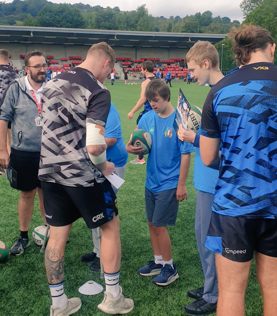 dragonsrfc's tweet photo. 🐉 Great to see so many children taking part at the @sport_leisure Annual Disability Nations Rugby Festival at @CSEYstradMynach today, as well the boys getting involved in the activities between training! 👏🙌

#WeAreGwentRugby https://t.co/Y6lvo1RVlO