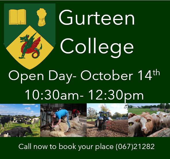 Have you signed up for our Open Day yet? It's not too late! Why not come along next Friday and see how Gurteen can shape you future! Call (067)21282 to book your place now