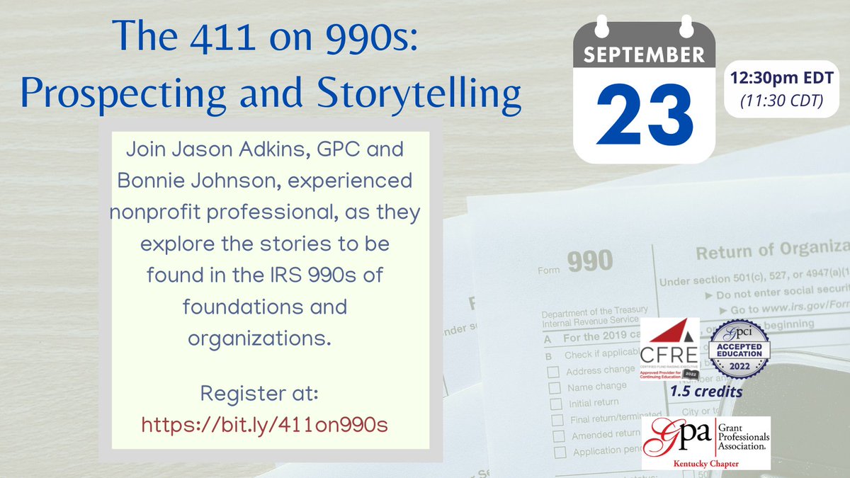⏰ There's still time!! ⏰

You can still register for tomorrow's webinar.  
Hope to see you there!

bit.ly/411on990s 

#GrantPro #Nonprofit