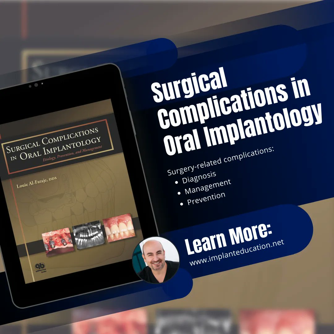 caimplantInst's tweet photo. Besides addressing pre-, intra-, and postoperative implant surgery complications, the book also includes a comprehensive treatment-planning protocol that allows for the early detection of potential surgical complications &amp; how to avoid them! 

#CAImplantInstitute #DrLouieAlFaraje https://t.co/eivomZl337