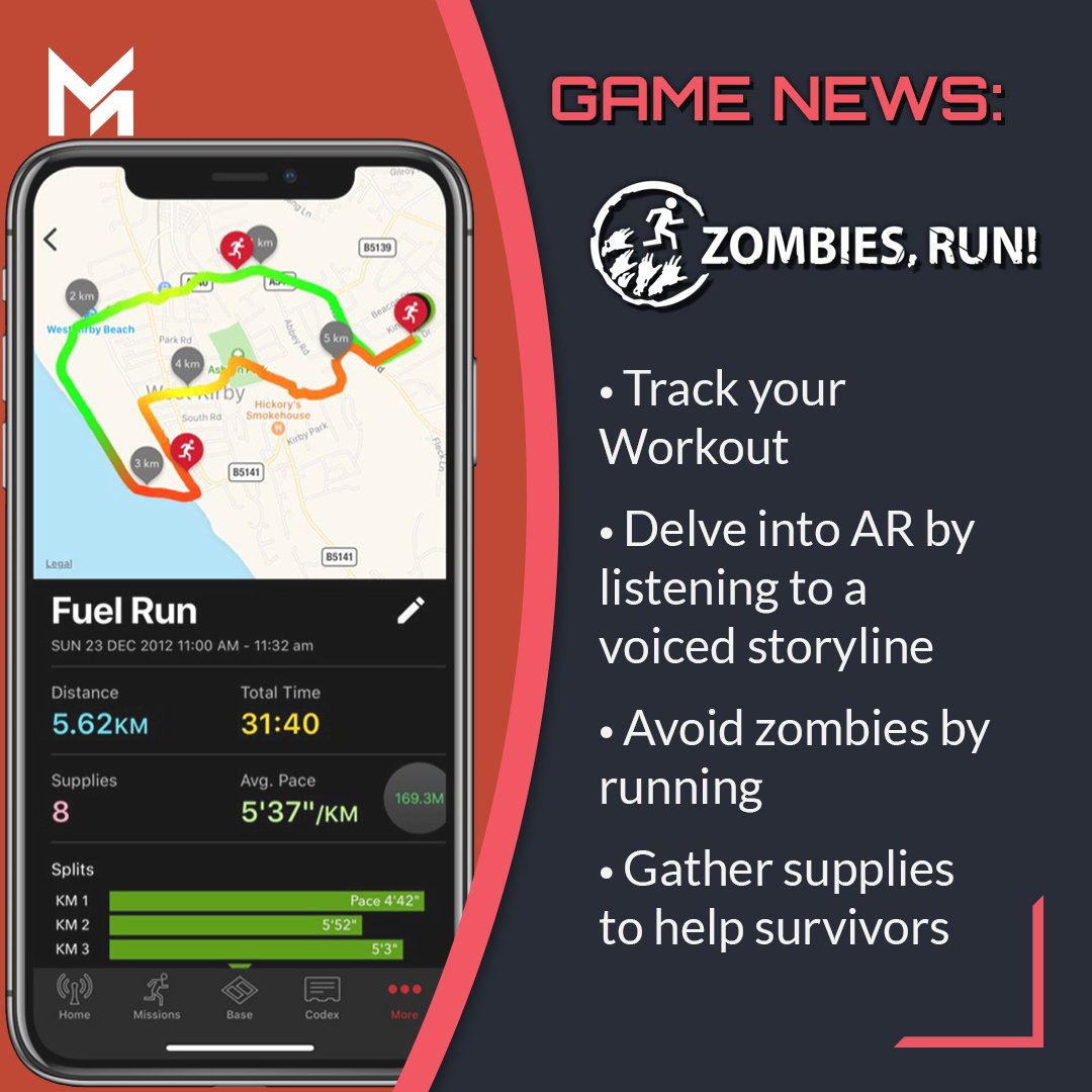 StudioMerkas's tweet photo. You will definitely have an engaging #AR-Experience with this #Game! 
"Zombies, Run!" #motivates people to go for a #run through a creative use of Altered Reality.
Play through 200 voiced #missions and unlock your full potential while getting chased by #zombies. https://t.co/XL9QdQSG5r