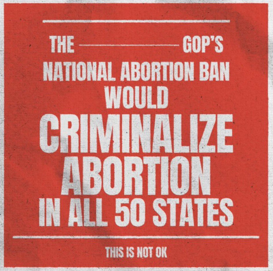 Republicans will absolutely pass a national abortion ban if they win in November, which would criminalize abortion in all 50 states and put doctors in jail for treating their patients.

Our freedoms and safety are on the ballot Nov 8. Vote like it. 

#ThisIsNotOK