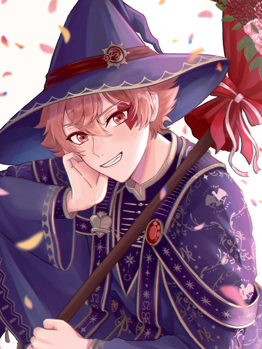 1boy male focus hat solo smile looking at viewer witch hat  illustration images