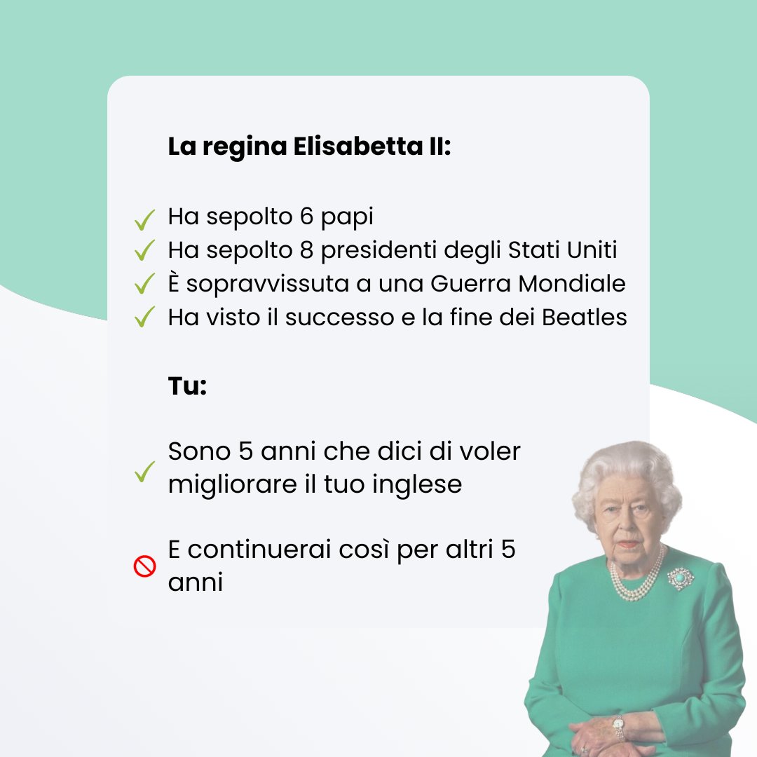 ClassgapIT's tweet photo. Sappiamo tutti che è così, non mentire. È
arrivato il momento di occuparsi di questa grande
questione in sospeso 🧐

Su #Classgap troverai numerosi insegnanti online coi quali migliorare il tuo #inglese!

#reginaelisabetta #elisabettaii https://t.co/PFUGbo0VQ4