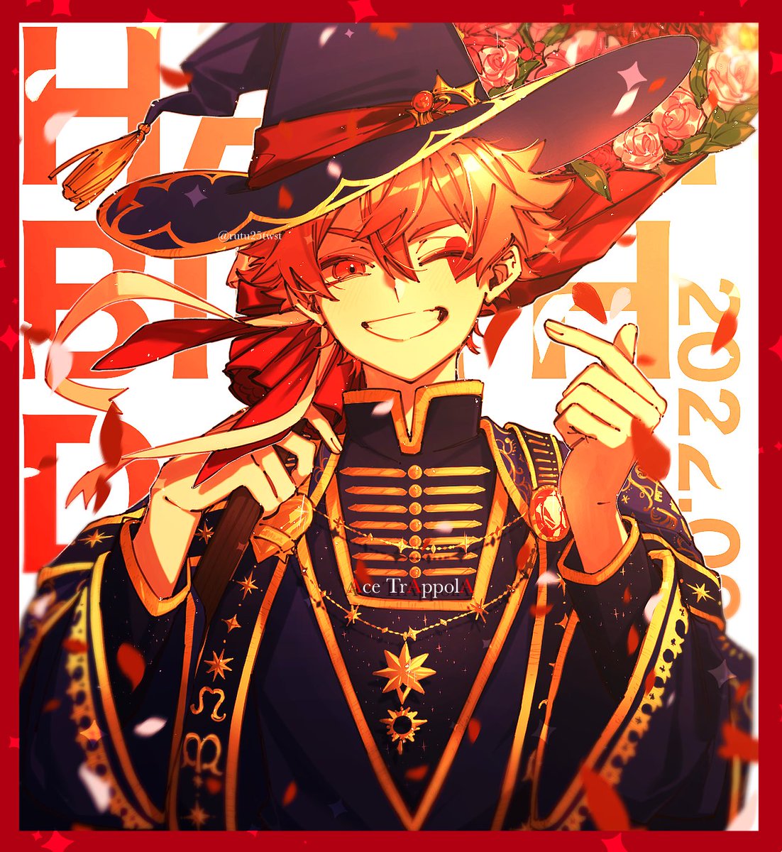 1boy male focus hat one eye closed solo flower witch hat  illustration images