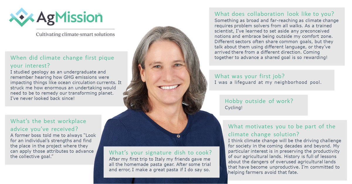 Ag_Mission's tweet photo. In honor of #ClimateWeek meet Allison Thomson, our #AgMission program director &amp; first #MissionMover feature: a brief introduction to the talented people dedicated to finding solutions that enable #ag to be net-zero for greenhouse gas emissions https://t.co/2HdWQU2K1Q