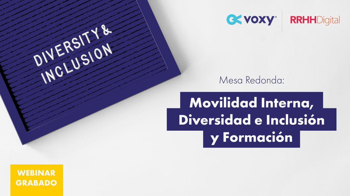 Voxy (@voxy) on Twitter photo Accede a la grabación de nuestro webinar, que tuvo lugar la semana pasada en conjunto con <a href="/RRHHDigital/">RRHH DIGITAL</a>, sobre el impacto de la colaboración entre los equipos de #Diversidad e Inclusión y #Formación (L&D).
Link: bit.ly/3S7n3aW
#rrhh Accede a la grabación de nuestro webinar, que tuvo lugar la semana pasada en conjunto con <a href="/RRHHDigital/">RRHH DIGITAL</a>, sobre el impacto de la colaboración entre los equipos de #Diversidad e Inclusión y #Formación (L&D).
Link: bit.ly/3S7n3aW
#rrhh