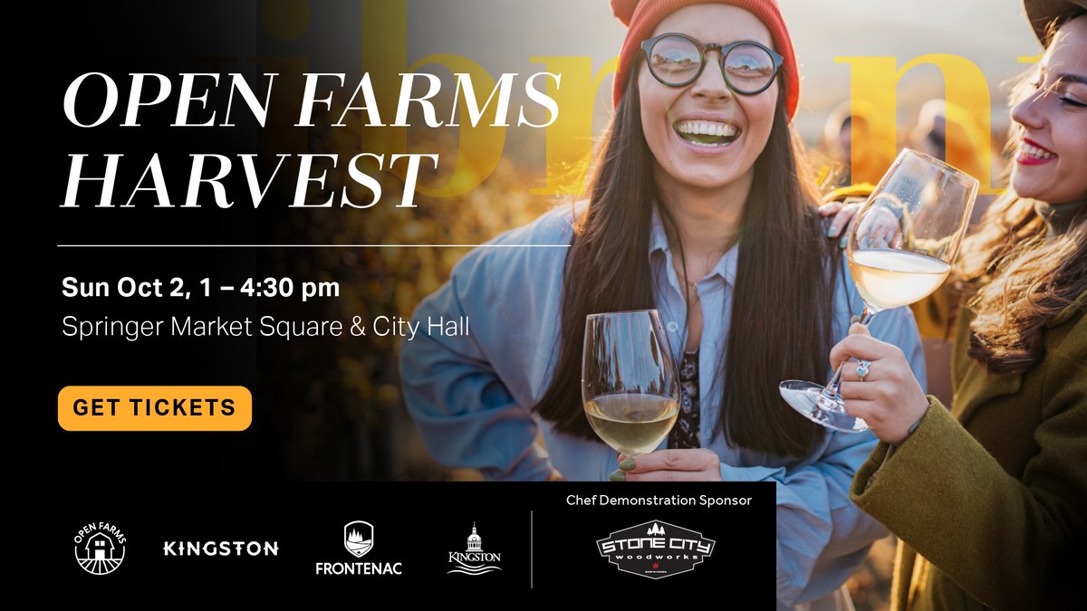 VisitKingstonCA's tweet photo. Celebrate the fall harvest season with Open Farms Harvest! A celebration of local farms meant to bring together #ygk residents, food producers, chefs, + foodies for an afternoon filled with rich storytelling paired with delicious food and beverages. 
🎟️: https://t.co/yk7hxhQl7e https://t.co/1tncIVHYW2