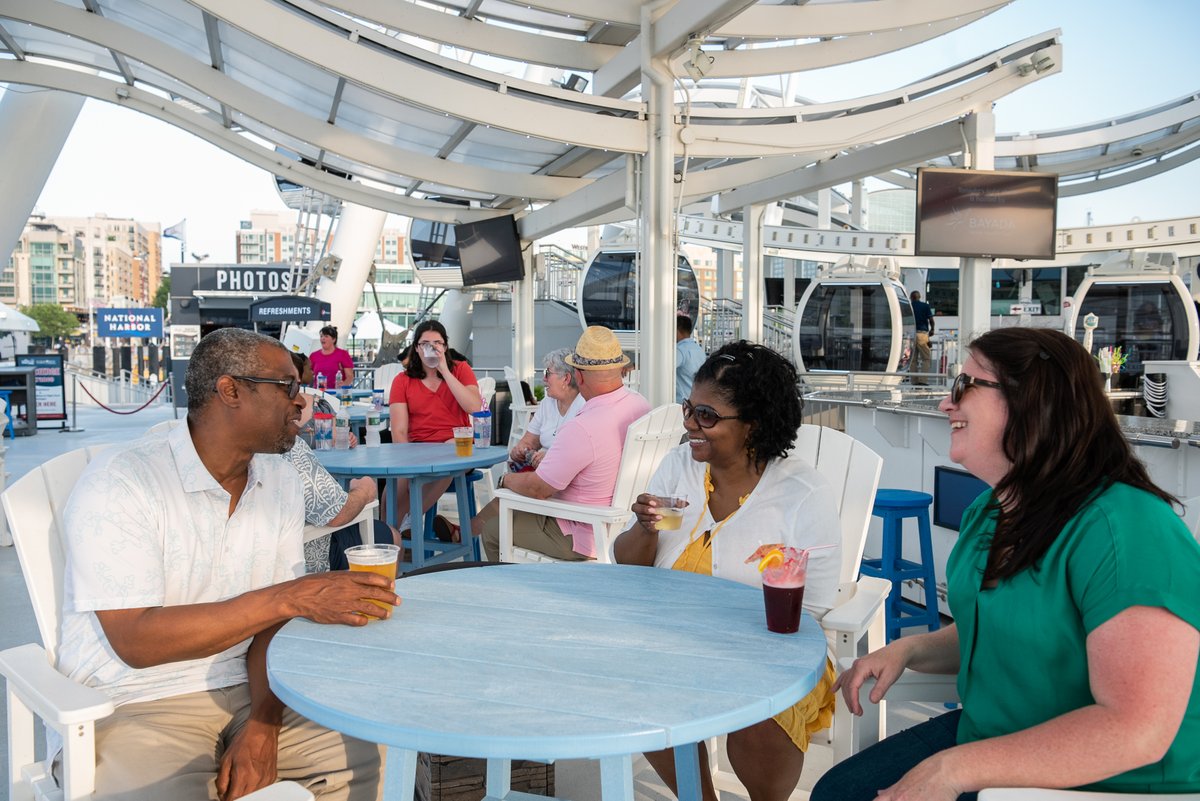 CapitalWheel's tweet image. SIP and SEE some of the best views National Harbor has to offer this weekend at Flight Deck. Enjoy Happy Hour from 4 to 6 pm Fri-Sun! Wine and draft beer for just $5!