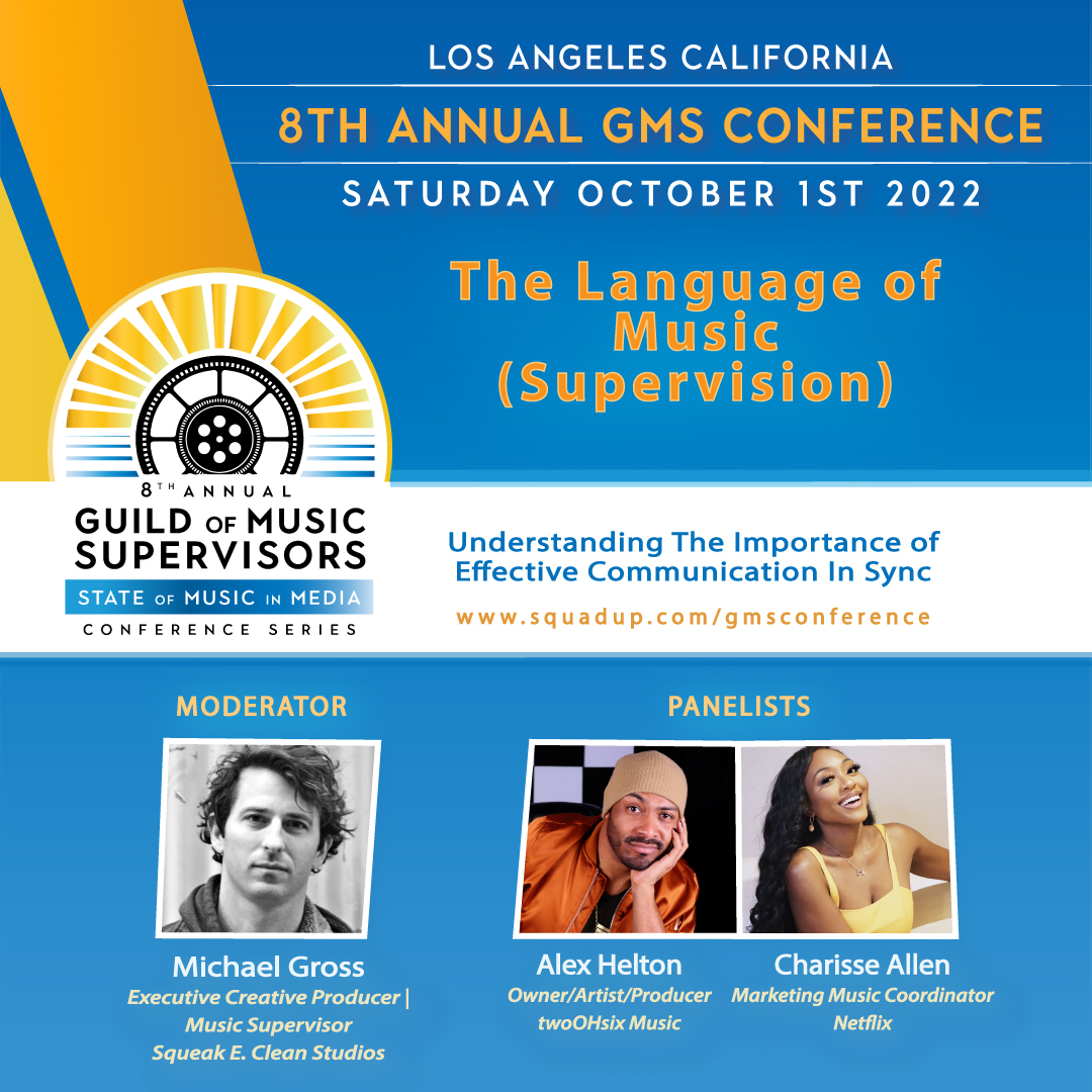 guildofmusic's tweet photo. Navigating sync language isn’t easy. This #GMSConference panel is a sure way to help us all learn more about it. Get your tickets now - the conference is just around the corner!
The Language of Music (Supervision)
TICKETS: https://t.co/cX966iSHms
#musicsupervisor #GMSCon #sync https://t.co/Ig1gjqjOhp