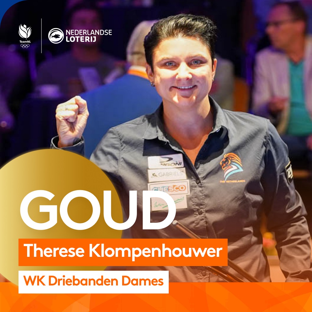 KNBB_biljart's tweet photo. EN WEER GOUD VOOR DE KONINGIN VAN HET DRIEBANDEN
En weer goud voor Therese Klompenhouwer! Prachtige winst in de finale in eigen land, na een toernooi waar Therese een klasse apart was.
Foto in frame: Ton Smilde/Billiard pictures
#teamnl #teamnlbiljart #wkdames #ziggosport https://t.co/gxLJEYR2Bd