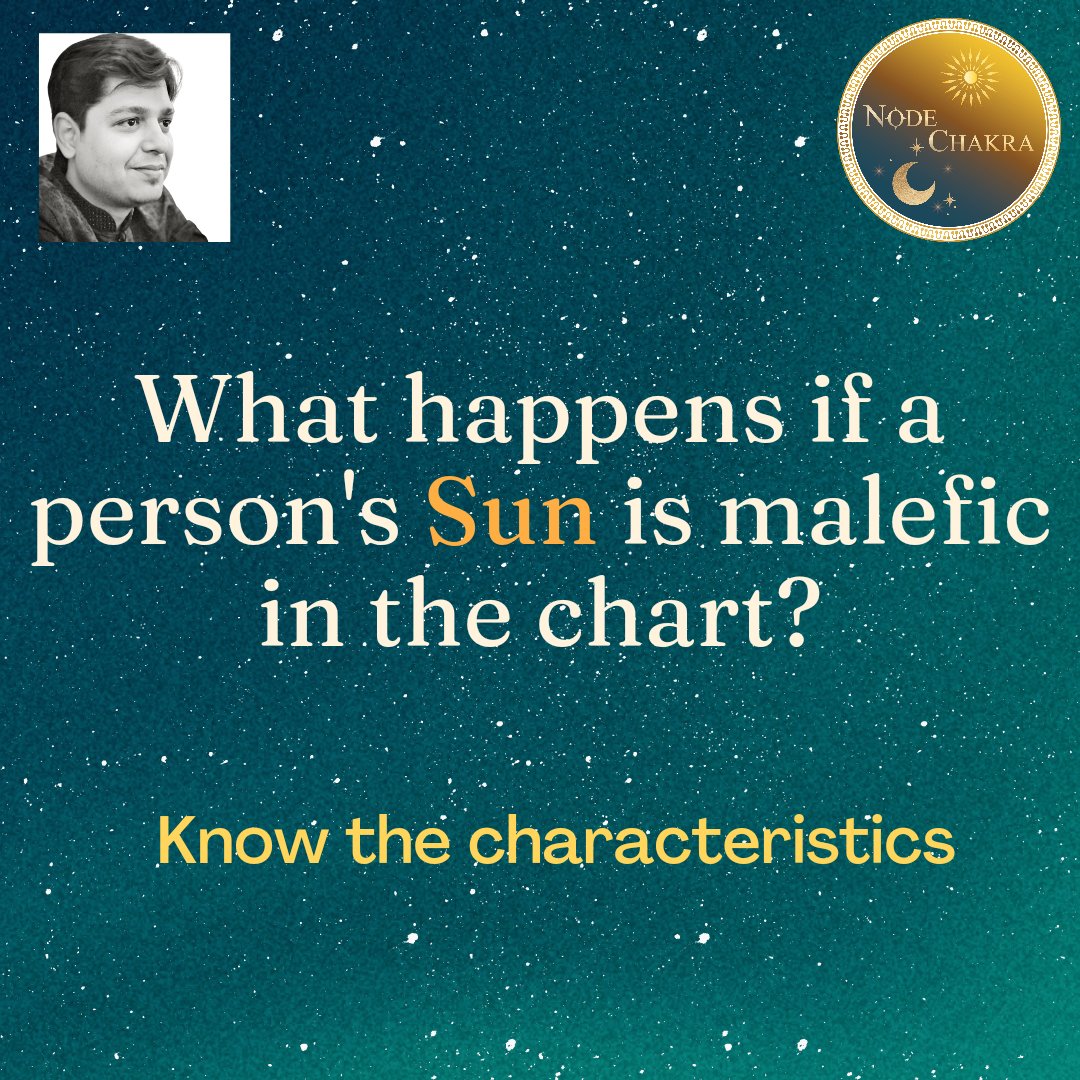 NodeChakra's tweet photo. The Sun is believed to one of the most powerful planets. What happens when the Sun is malefic in a chart or kundli ?
For an in-depth analysis of your horoscope, Book your sessions through Whatsapp at : (+91) 9171819-123.
#astrology #horoscope #vedic #sun #dosha #nodechakra https://t.co/juab1iRbT1