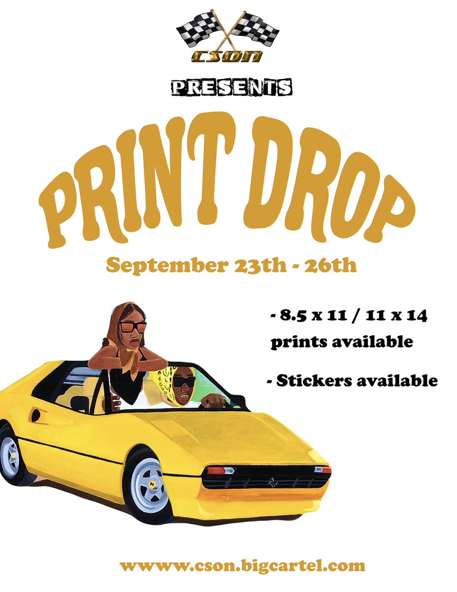 CSON301's tweet photo. Print drop this weekend. Get your favorite pieces by @kipsmithers301 

Subscribe to our Patreon for discounts and more 🏁 https://t.co/xrK6yyfQ6e