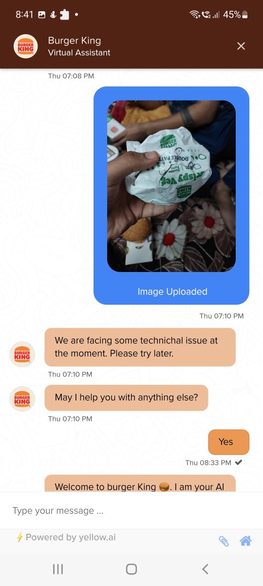 Elephantcorpor2's tweet photo. @BurgerKing @burgerkingindia this is your service or customer support 🤔 https://t.co/Oyslr5xPdX