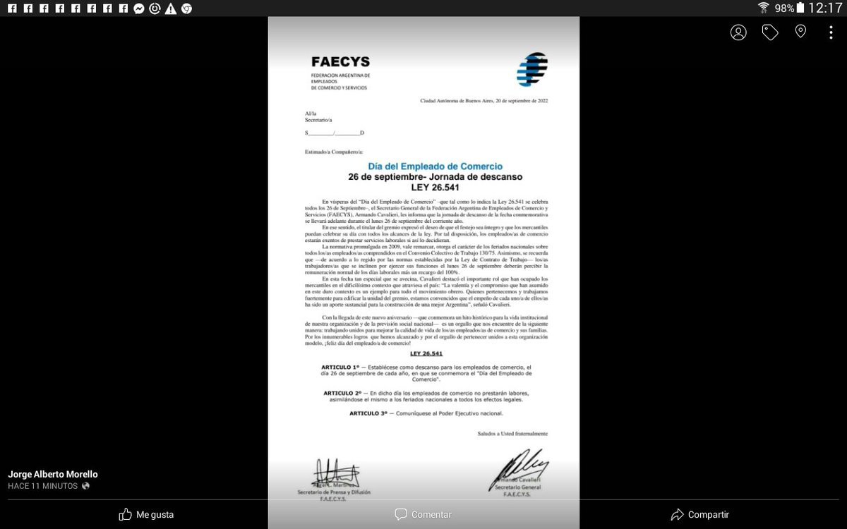 JorgeMorello3's tweet photo. 26/9 Dia de empleados de comercio. https://t.co/LSPLNOoP5H