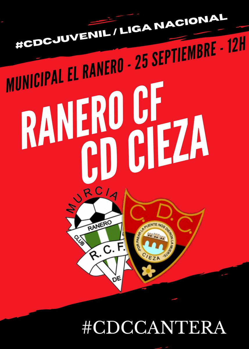 cdcieza_'s tweet photo. JUVENIL | #LigaNacional 

Este domingo nuestro #CDCJuvenil visita Murcia para enfrentarse a el @raneroficial en una nueva jornada.

#CDCCantera https://t.co/5Tga3xlOmH