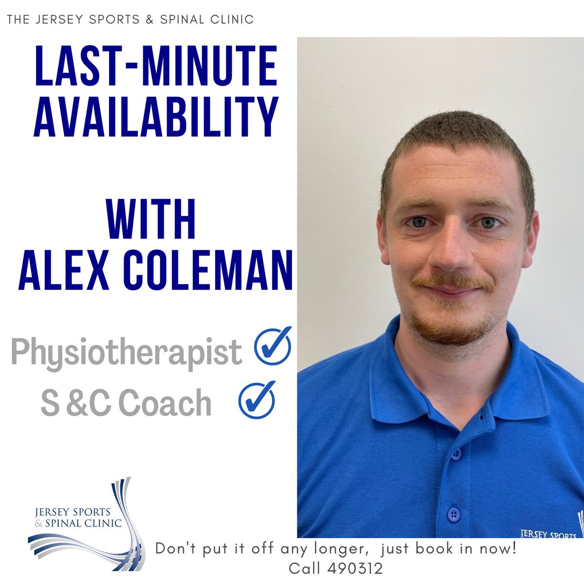 Friday at 3.30pm! 
Call now and start to feel better before the weekend! #physiojersey