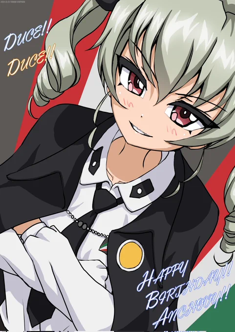 アンチョビお誕生日おめでとうございます!!!!過去絵ですみません!#アンチョビ生誕祭2022 