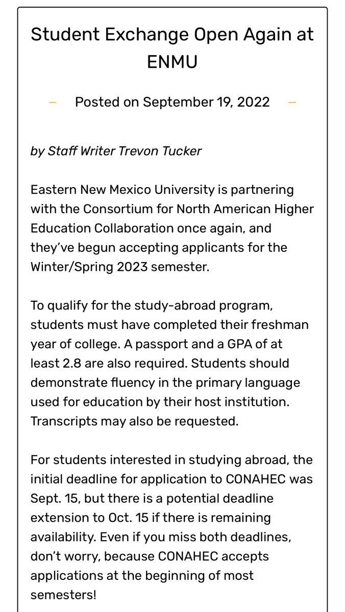 enmuchase's tweet photo. Keep reading about studying abroad written by staff writer Trevon Tucker in our online newspaper! Click the link in our bio to read now! 👀 #studentnewspaper #studyabroad https://t.co/cHIo46Z82C