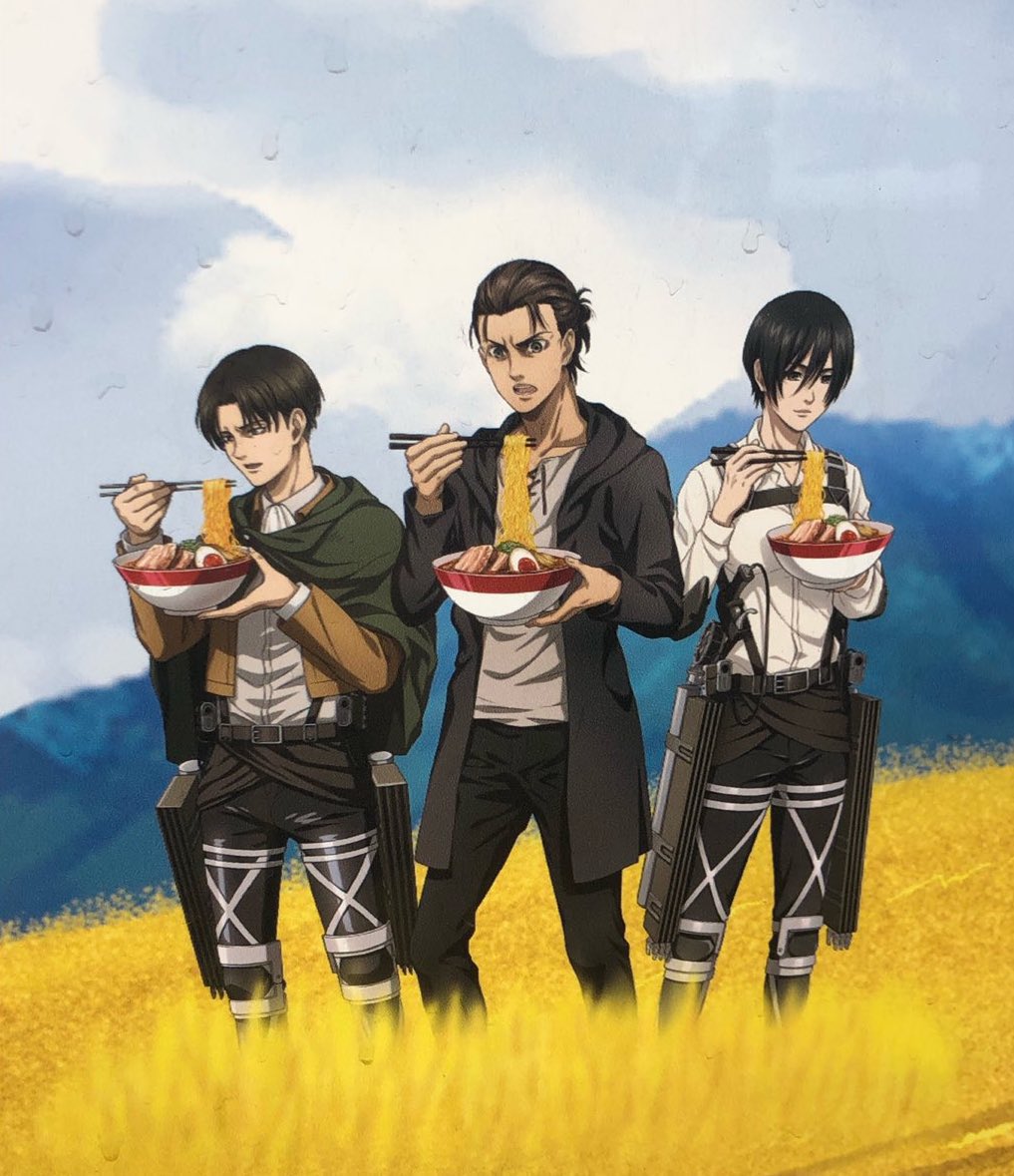 why is eren so pissed at the poor ramen? just eat ur damm noodles