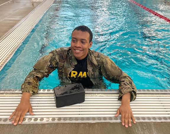KU_ArmyROTC's tweet photo. Our University of Saint Mary Cadets took to the pool this week to practice for their upcoming Combat Water Survival Test (CWST). CWST is one of the many professional military education requirements to pass before you can commission. #learntolead #leaderswanted #cwst #3bde https://t.co/B18HDoKR9R