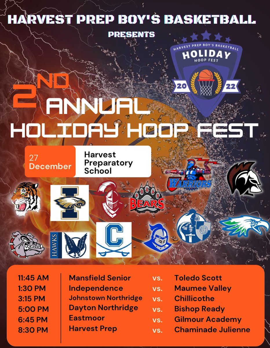 HPHoopfest's tweet photo. We so excited for our 2nd annual Holiday Hoop Fest.  Can't wait!  @cjeagles @BishopReadyHS @EastmoorBB @GilmourAcademy @IHIGHBBK https://t.co/s6Q3leyYrY