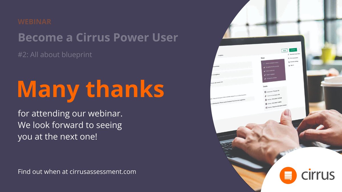 CirrusAssess's tweet image. 🎤 And... it&apos;s a wrap! Many thanks to Norman Grötzbach, Director Digital Sevices at Galileo Global Education for sharing your best practices. Great inspiration about using the Cirrus Blueprint feature! #becomeacirruspoweruser  #poweroftech  

Stay tuned for our next webinar...