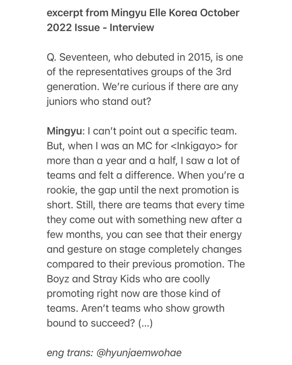 #SEVENTEEN’s Mingyu mentioned THE BOYZ in his Elle Korea (October 2022) interview as a junior that stands out for him. 

#THEBOYZ #더보이즈 <a href="/WE_THE_BOYZ/">THE BOYZ (더보이즈)</a>