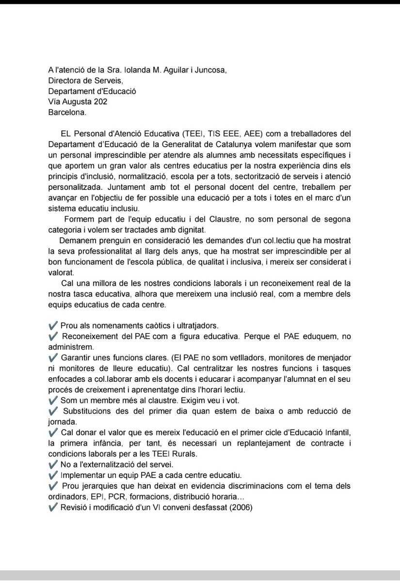 CgtLaborals's tweet photo. Entrem a registre d'@educaciocat les reivindicacions del personal #PAE als centres educatius.
No som personal de segona, som personal d'atenció educativa als centres escolars.
@iolacinc
@JosepGCambray
@Esquerra_ERC
#lalluitacontinua
#CapInfantsensePAE https://t.co/CggJ0WoMwD