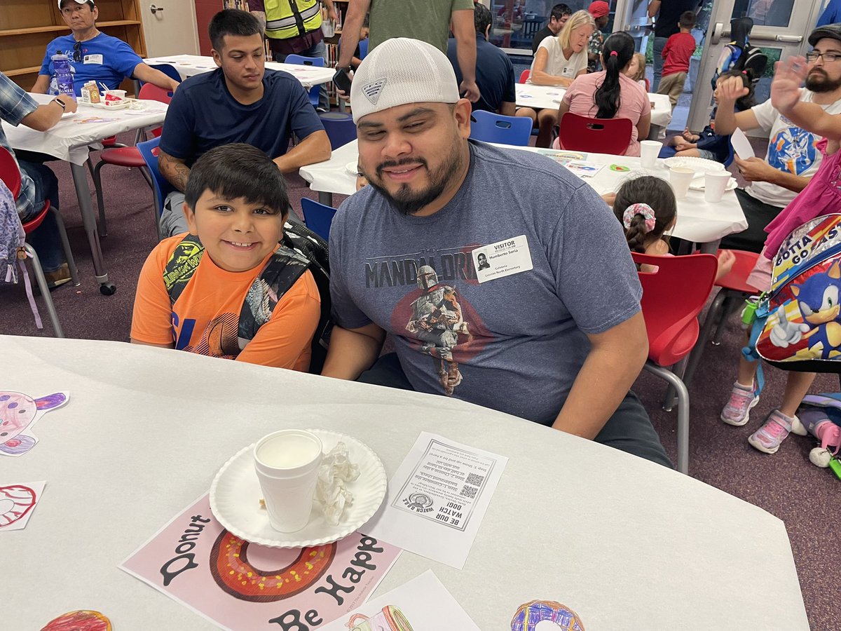 NISDCNE's tweet photo. Great turn out at our Watch DOGS kickoff this morning!! We are excited to welcome these positive male role models to our campus!!! 🍩🍩🍩 #rootedcoloniesnorth https://t.co/NAOVIcW7R9