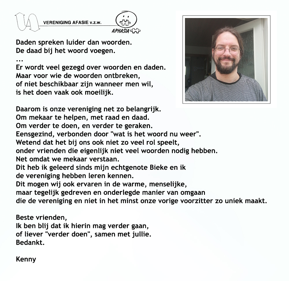 afasieBE's tweet photo. Het is niet eenvoudig om actieve en enthousiaste vrijwilligers te vinden om gezamenlijk ons in te zetten om de communicatie en integratie te bevorderen van hen die in meerdere of mindere mate 'het woord verloren zijn'. Blij dat we een voorzitter hebben gevonden! https://t.co/UX1QIqgqRJ