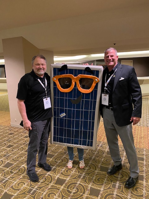 LintonCrystal1's tweet photo. @SEIA One of the many productive meetings our COO Todd Barnum and Sr. Sales and Process Engineer John Syring stopped for at RE+ 2022. A good time was had by all. #REplus22 #SOLAR #SunSnaps https://t.co/MY9AiEA2bX
